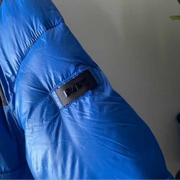 Michael Kors Puffer Jacket Designer Coat Blue Black Colorblock Mens Size Medium - Picture 8 of 11